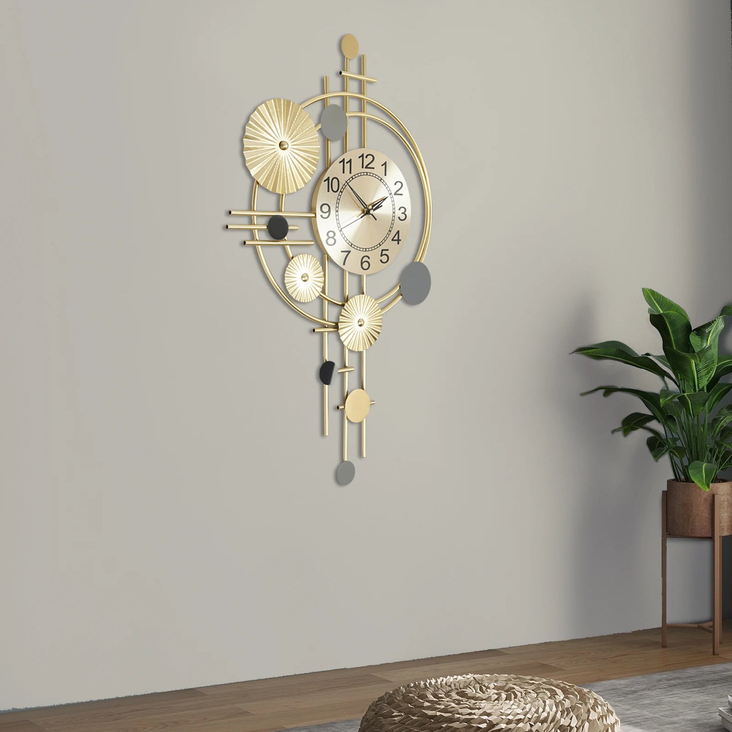 Decorative Art Wall Clock Silent Non-Ticking For Indoor Use