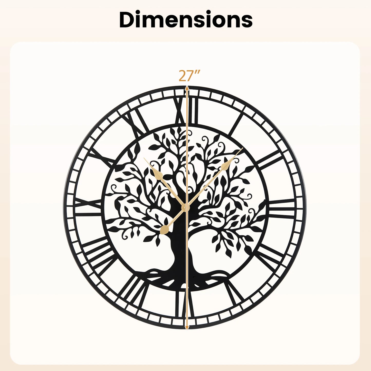 HOMASIS Tree of Life Metal Wall Clock