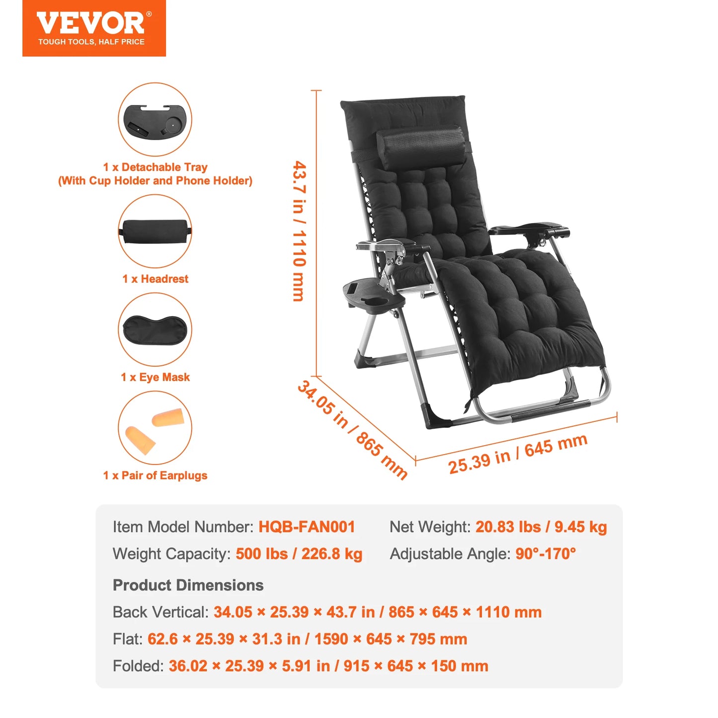 SucceBuy Zero Gravity Chair Lounge Recliner With Cup Holder Footrest