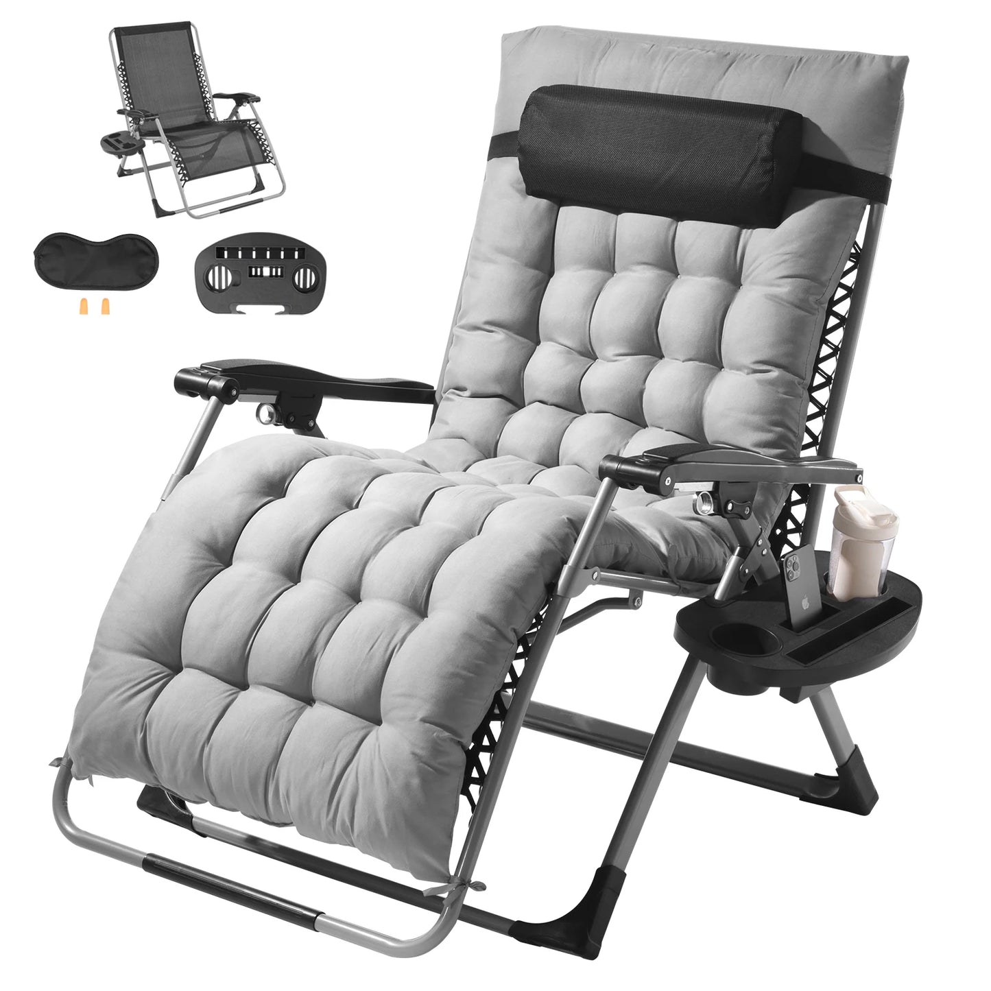 SucceBuy Zero Gravity Chair Lounge Recliner With Cup Holder Footrest