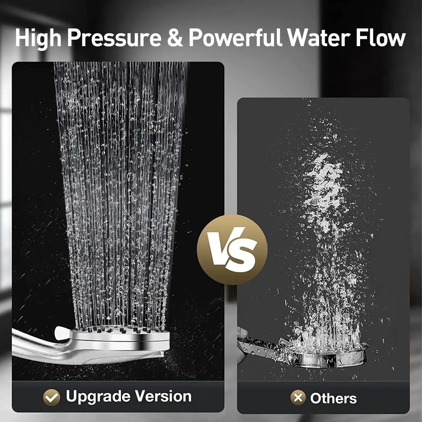 10-Setting High-Pressure Handheld Shower Head With Stainless Steel Hose Holder