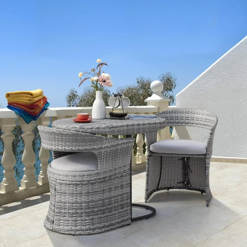 Outdoor 3-Piece Bistro Set With Iron Table And Two Chairs