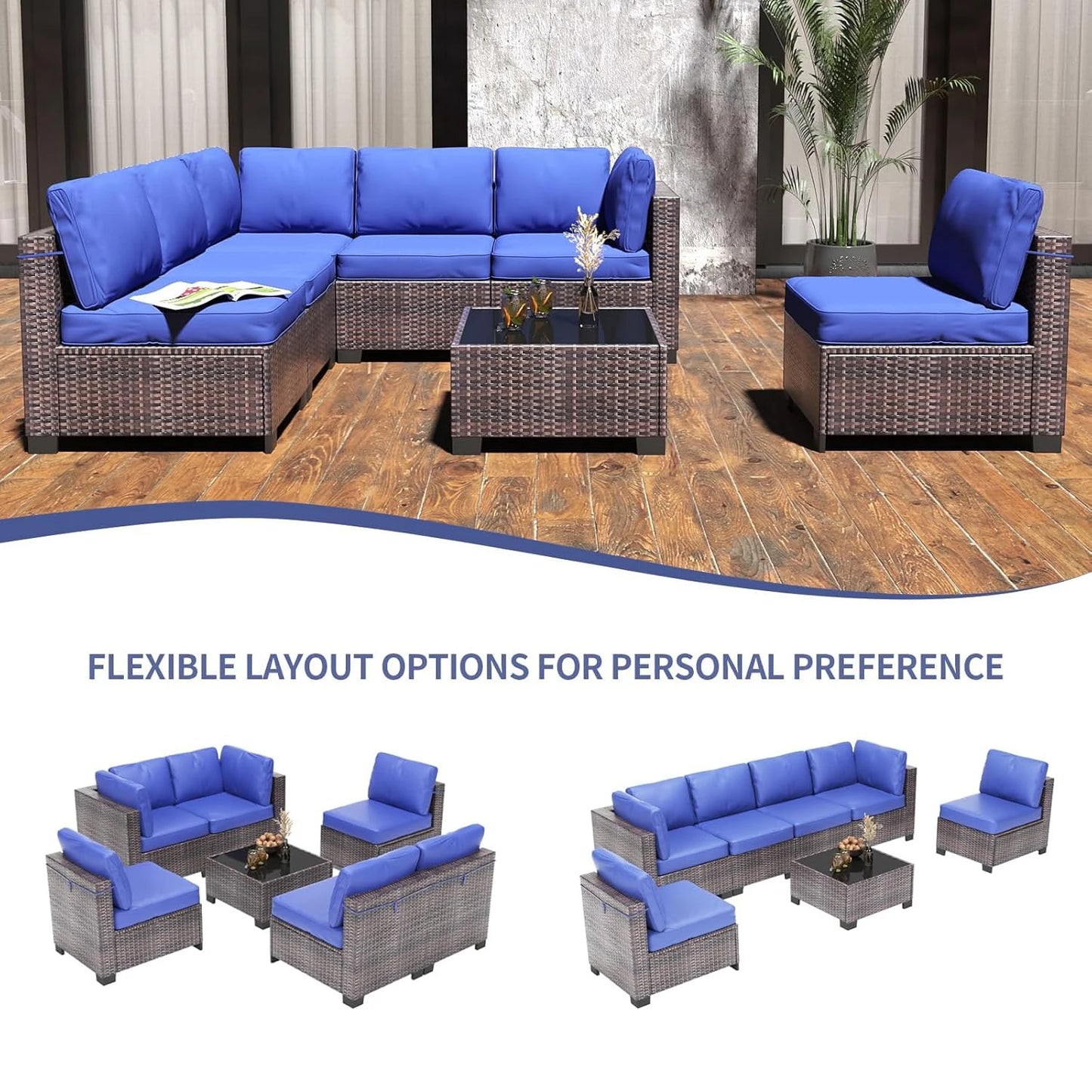 HobbyLane Modular Outdoor Furniture Set PE Rattan Wicker Garden