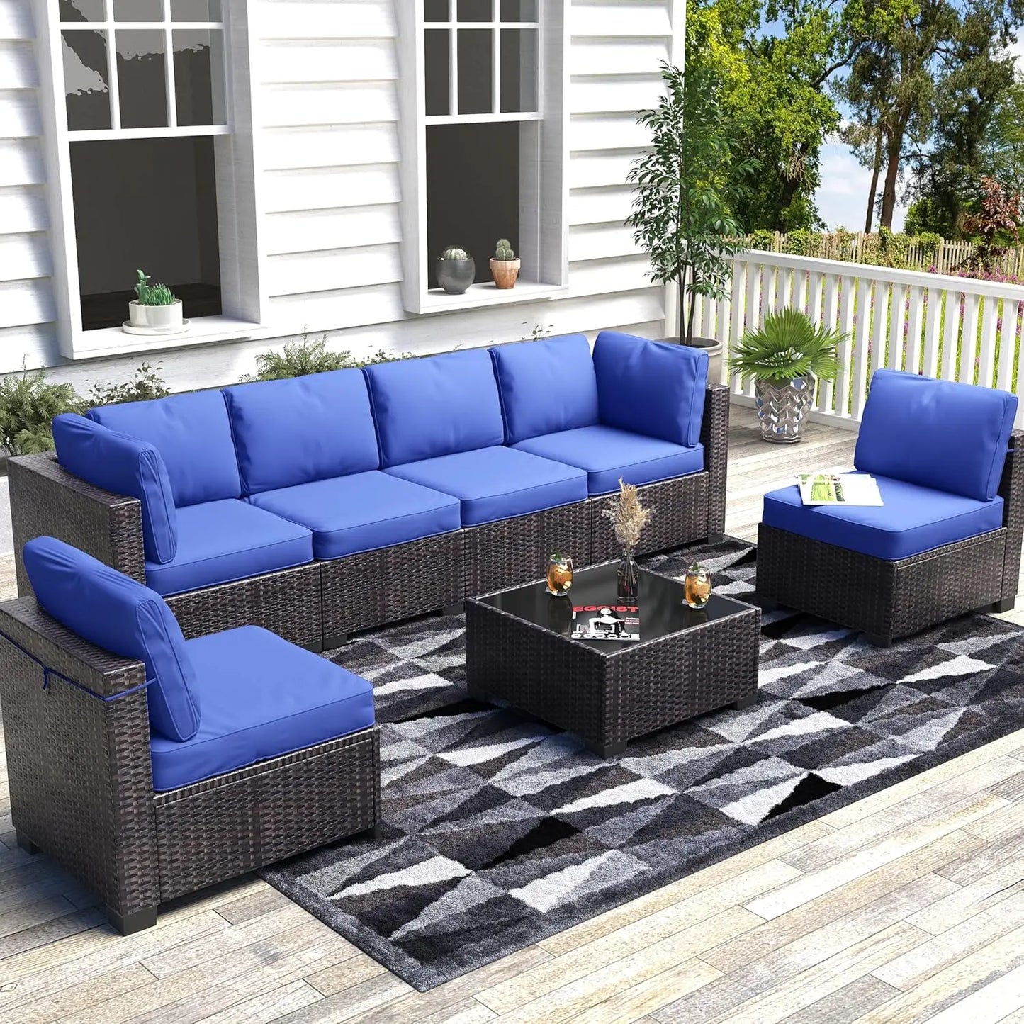 HobbyLane Modular Outdoor Furniture Set PE Rattan Wicker Garden