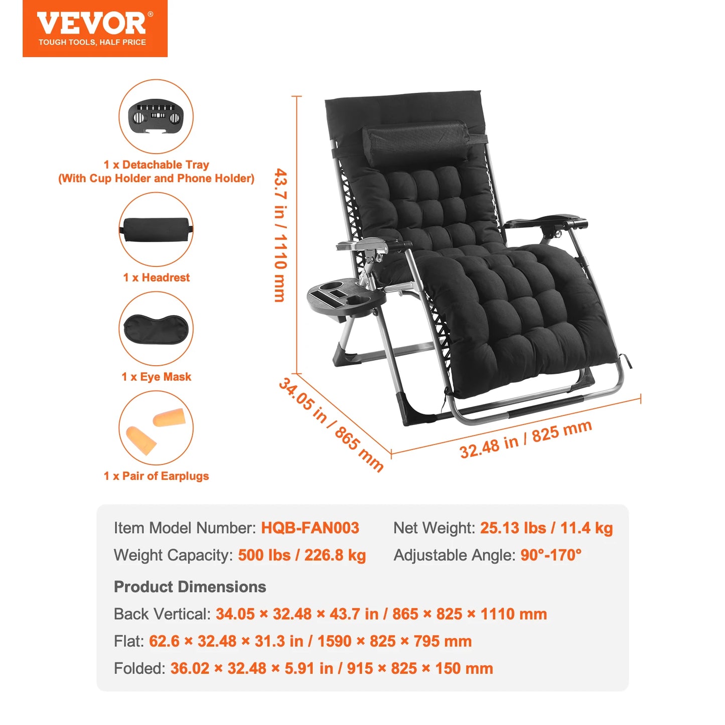 SucceBuy Zero Gravity Chair Lounge Recliner With Cup Holder Footrest