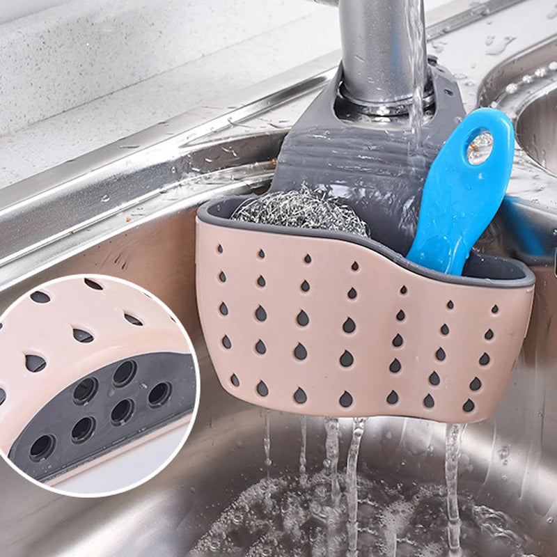 Sink Drain Basket For Kitchen Sponge Holder And Storage Rack