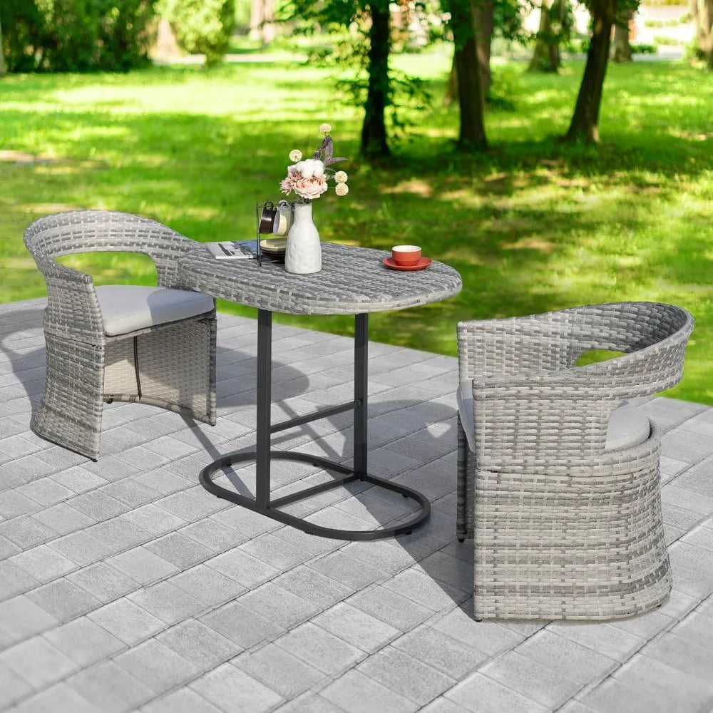 Outdoor 3-Piece Bistro Set With Iron Table And Two Chairs