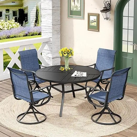 Outdoor 5-Piece Patio Dining Set With Swivel Chairs