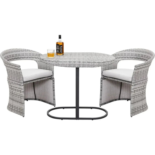 Outdoor 3-Piece Bistro Set With Iron Table And Two Chairs