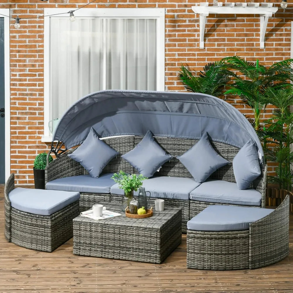 Outdoor 5-Piece Patio Dining Set With Swivel Chairs