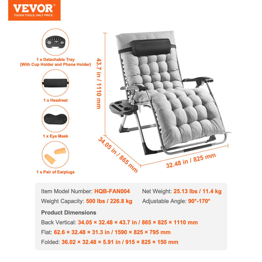 SucceBuy Zero Gravity Chair Lounge Recliner With Cup Holder Footrest