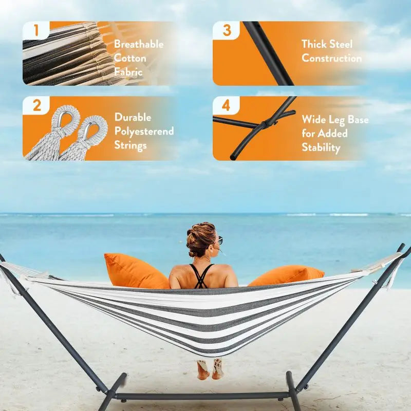 GYROOR Outdoor Adjustable Stand Hammock With 600lb Capacity