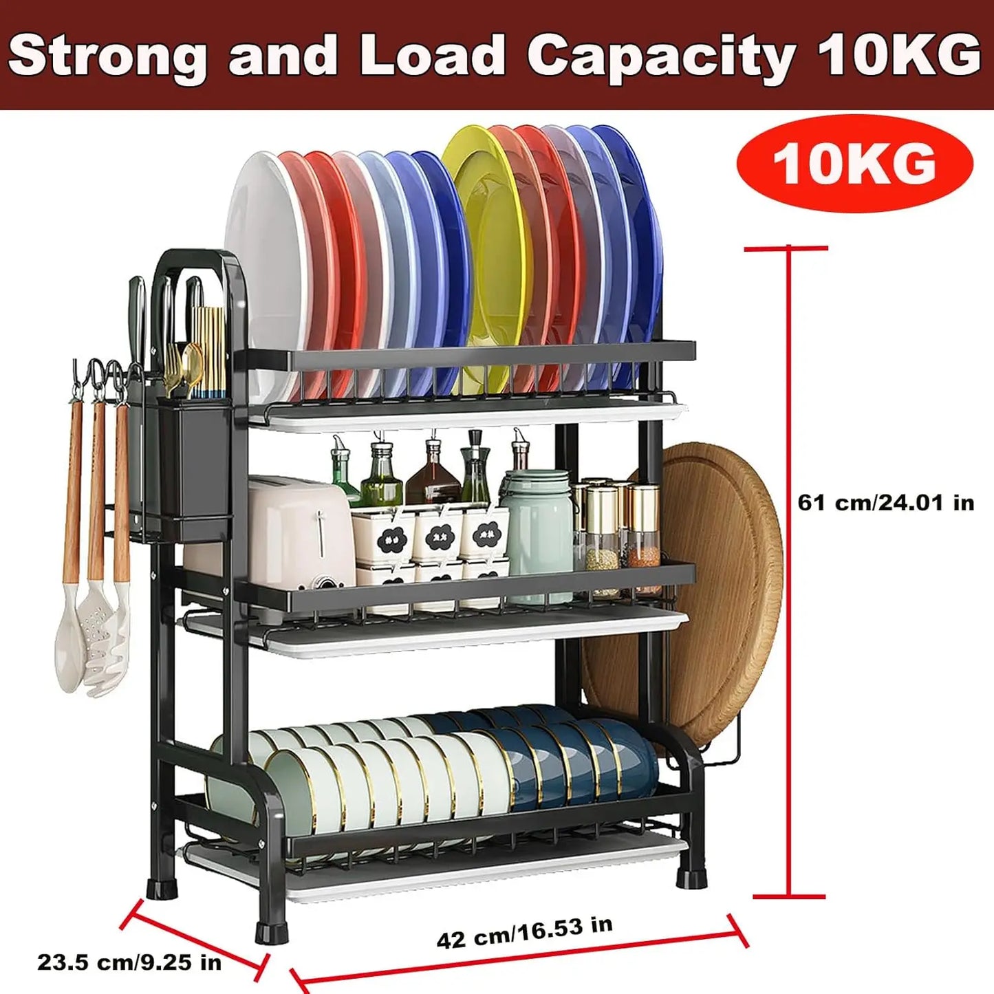Three-Tier Space-Saving Kitchen Countertop Dish Rack