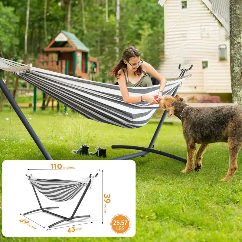 GYROOR Outdoor Adjustable Stand Hammock With 600lb Capacity