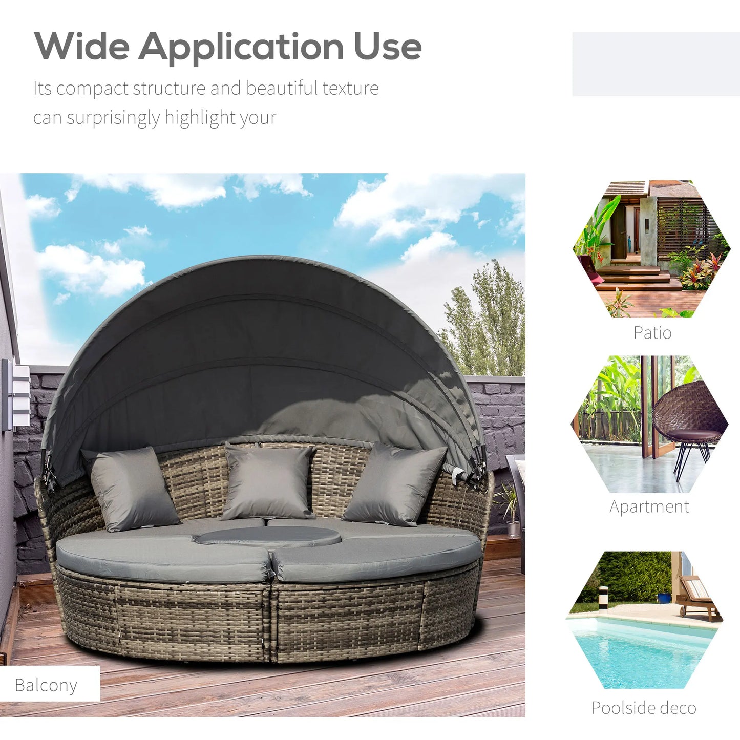 Outsunny Outdoor Convertible Daybed 4-Piece Furniture Set