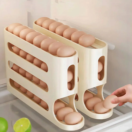 SMHXIANGQIANJIN Slide Egg Storage Box 2-4 Layer Ladder Style Organizer