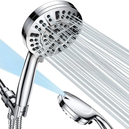10-Setting High-Pressure Handheld Shower Head With Stainless Steel Hose Holder