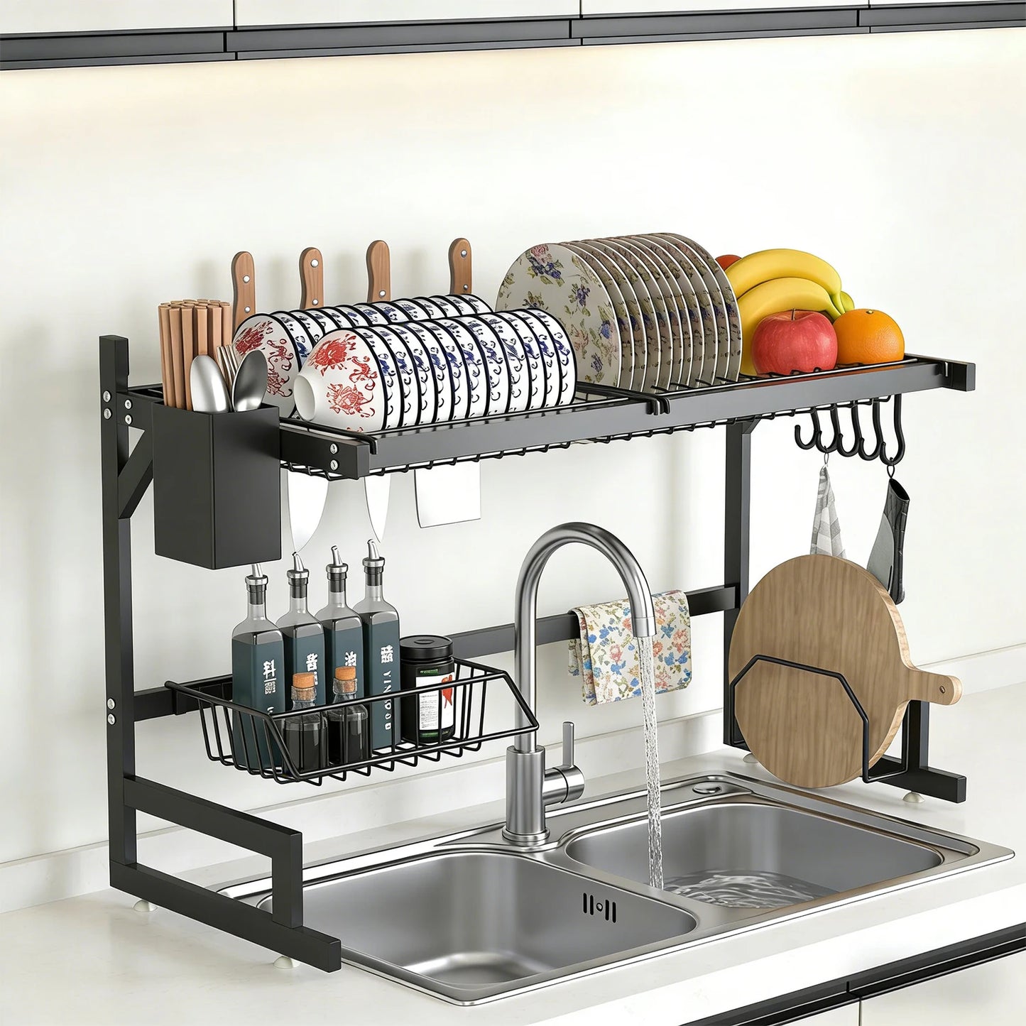 Stainless Steel Built-In Sink Dish Drainer With Snap-On Design