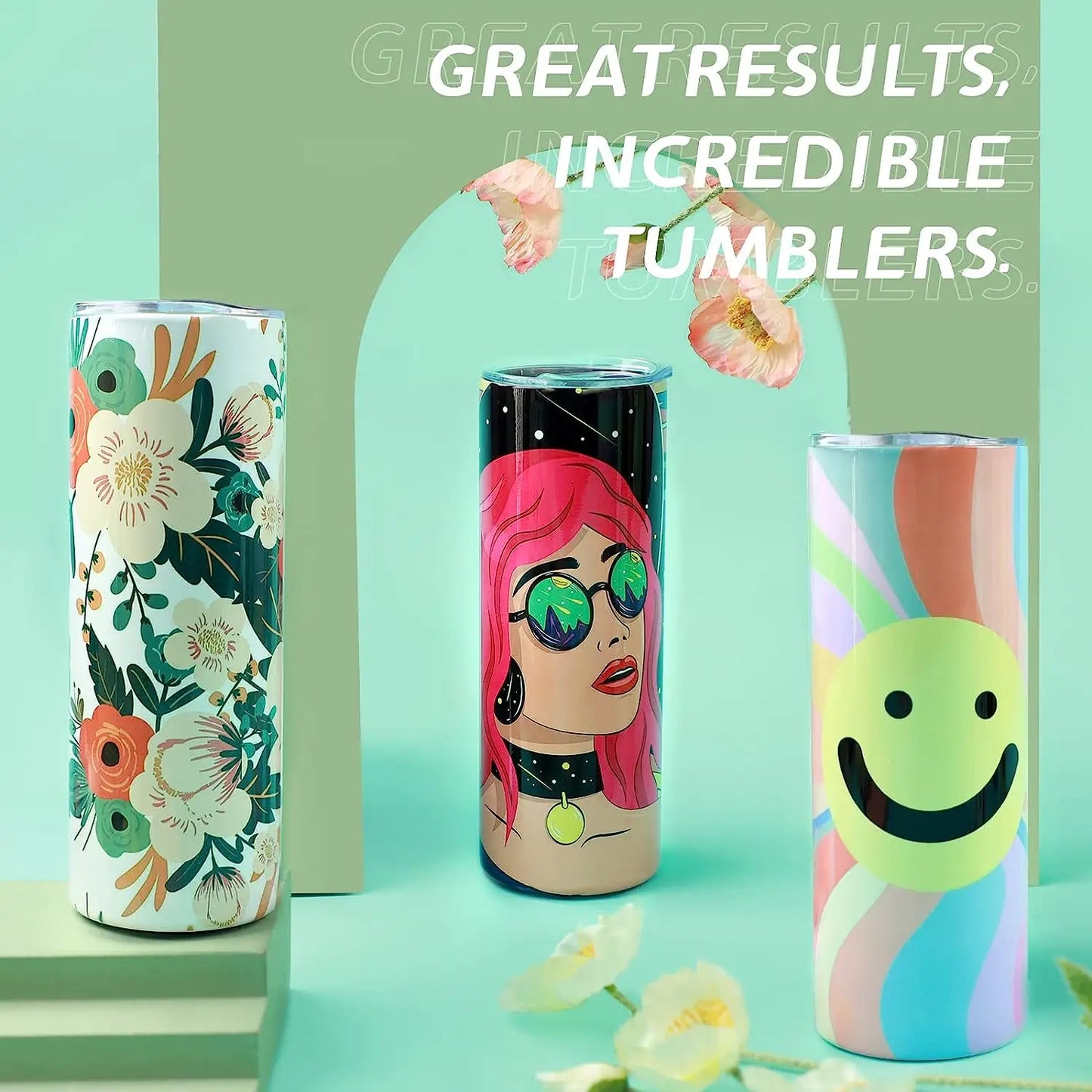 HTVRONT 8 Pack Sublimation Tumbler Blanks Skinny Straight