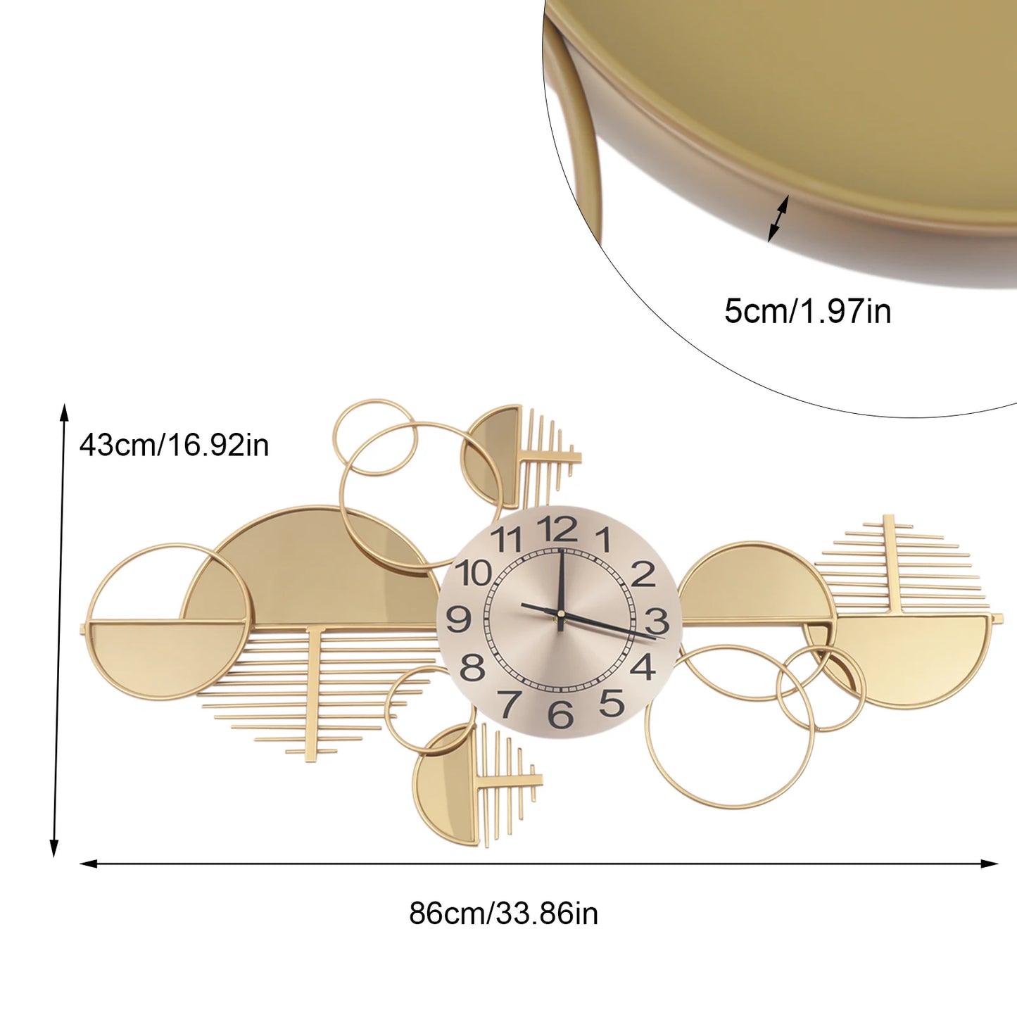 Creative Modern Metal Wall Clock Battery Operated Silent
