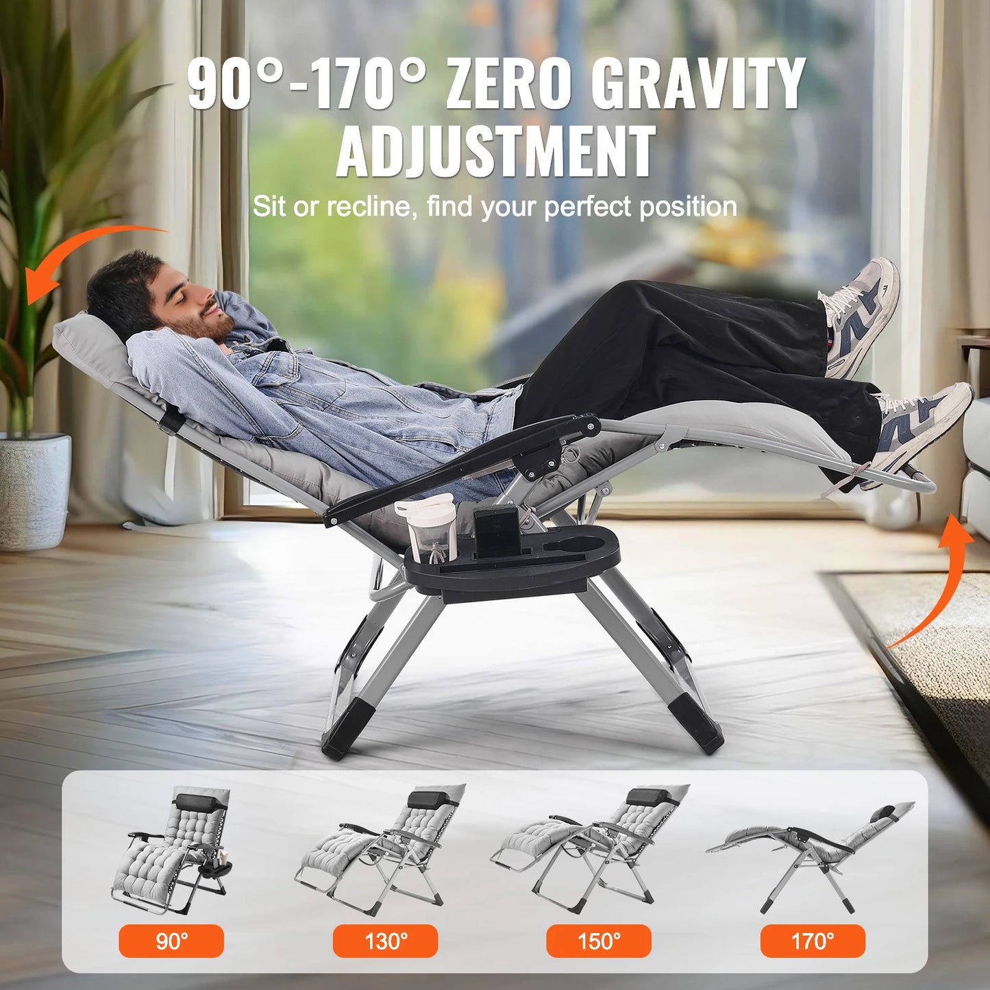 SucceBuy Zero Gravity Chair Lounge Recliner With Cup Holder Footrest