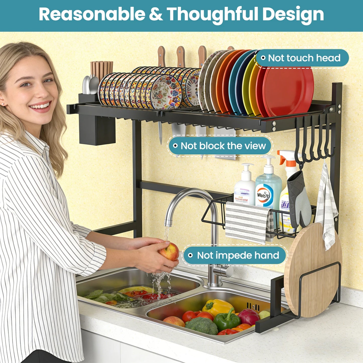 Stainless Steel Built-In Sink Dish Drainer With Snap-On Design