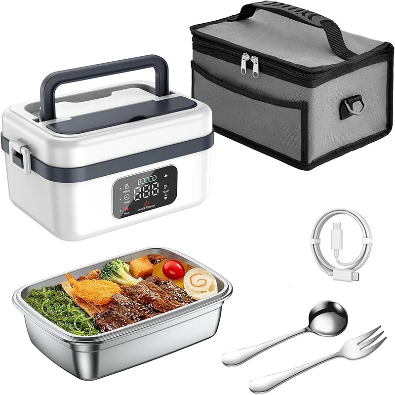 Rechargeable 8000mAh Timer Lunch Box With Fork And Spoon