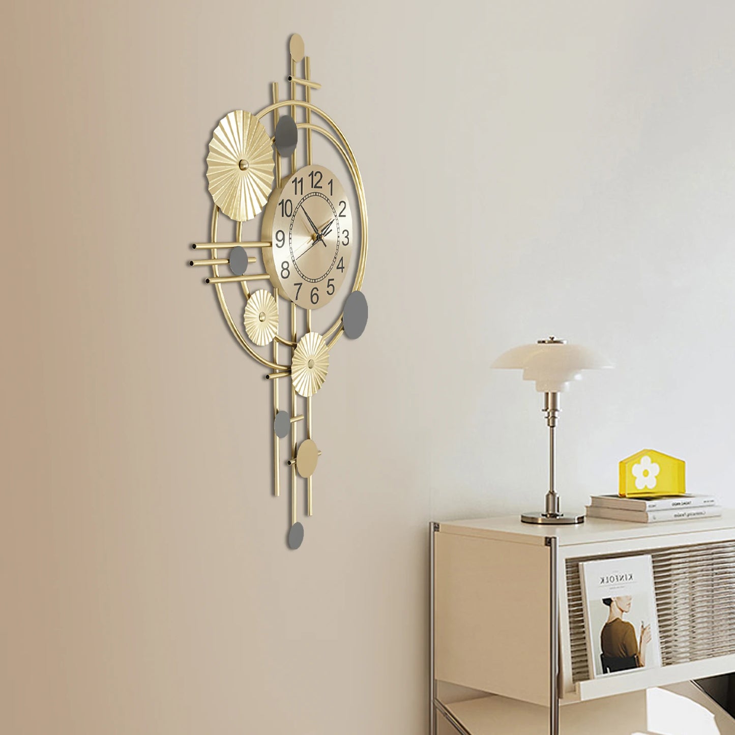 Decorative Art Wall Clock Silent Non-Ticking For Indoor Use