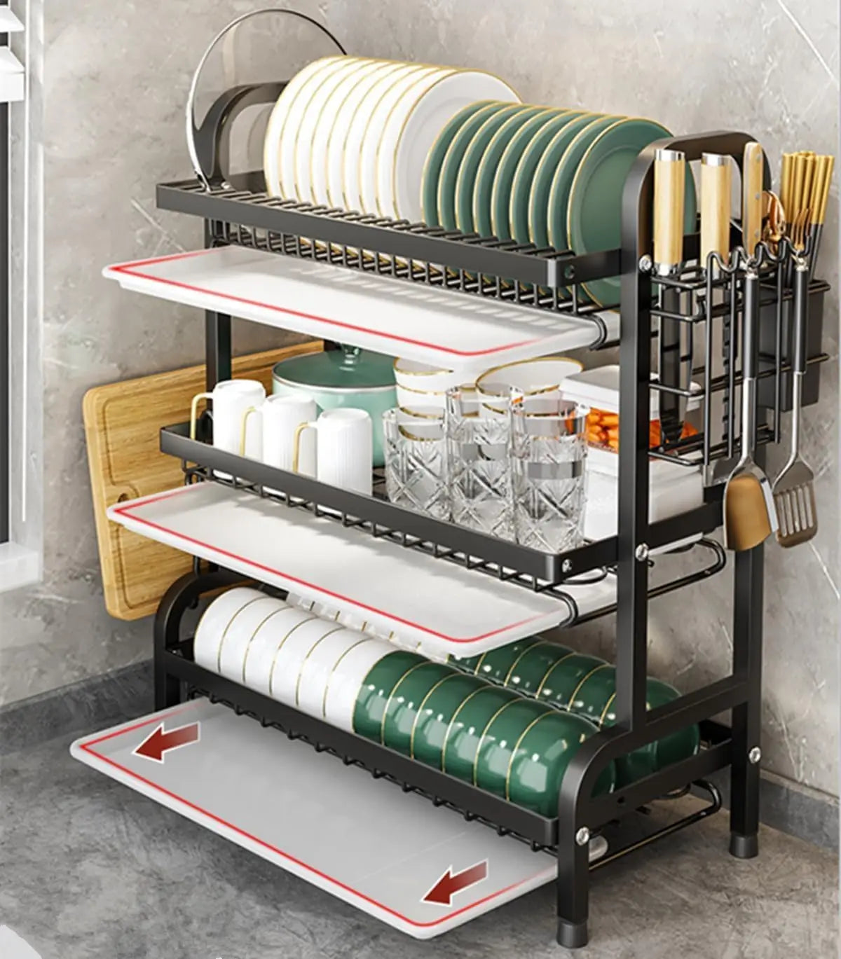 Three-Tier Space-Saving Kitchen Countertop Dish Rack
