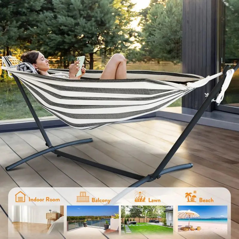 GYROOR Outdoor Adjustable Stand Hammock With 600lb Capacity