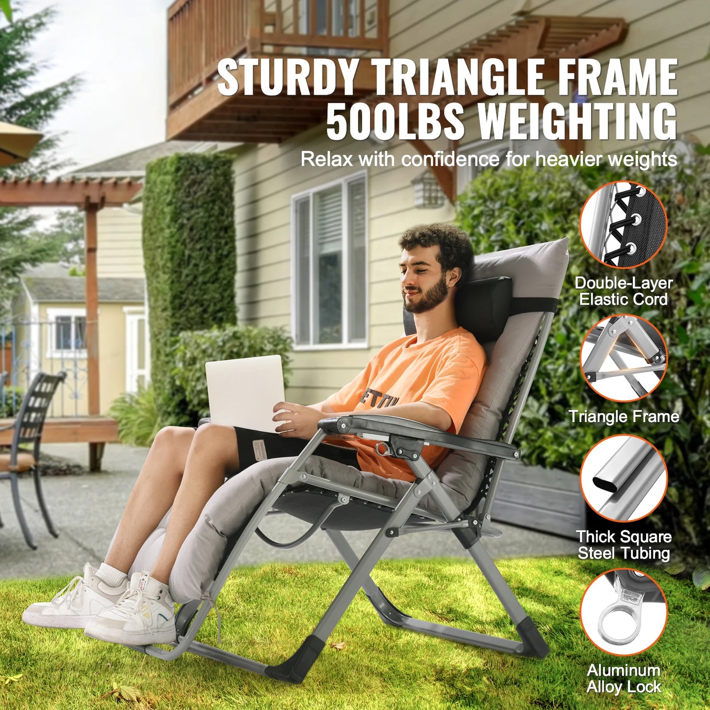 SucceBuy Zero Gravity Chair Lounge Recliner With Cup Holder Footrest