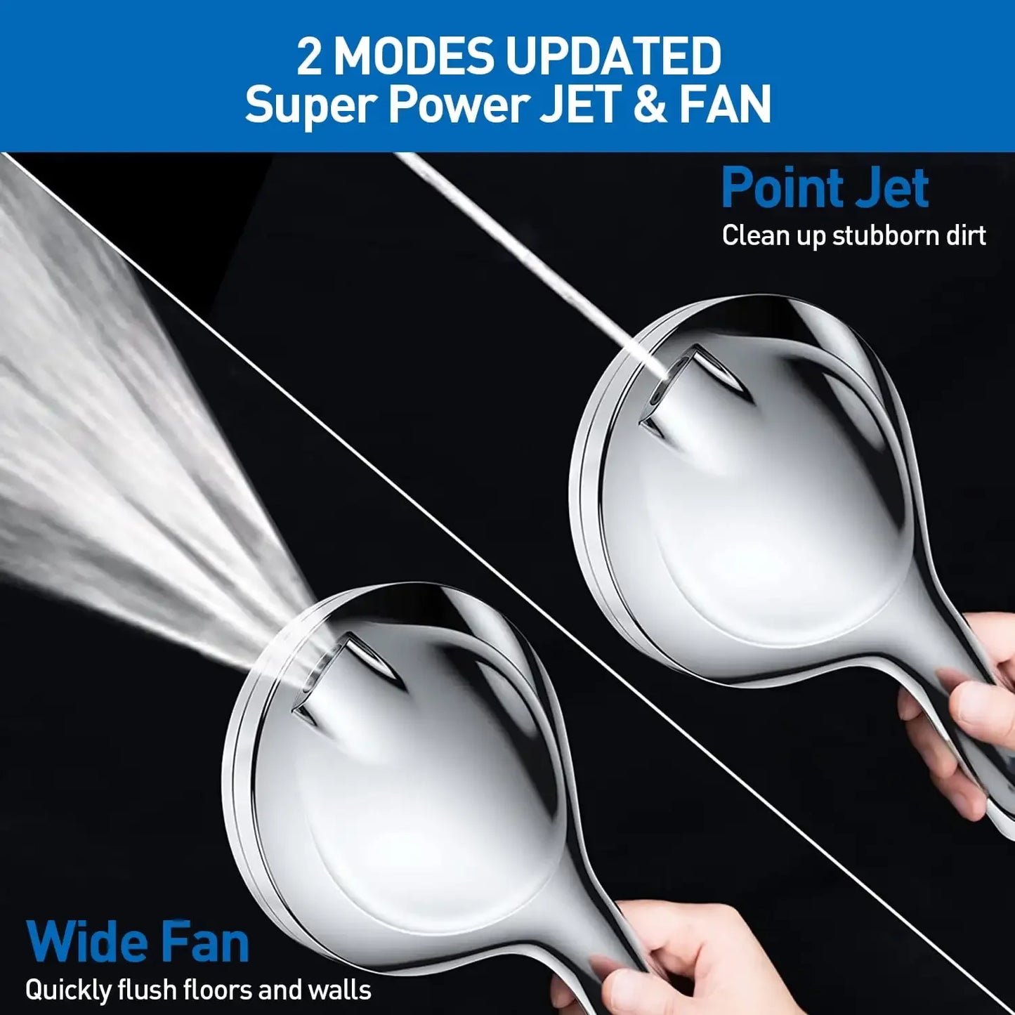 10-Setting High-Pressure Handheld Shower Head With Stainless Steel Hose Holder