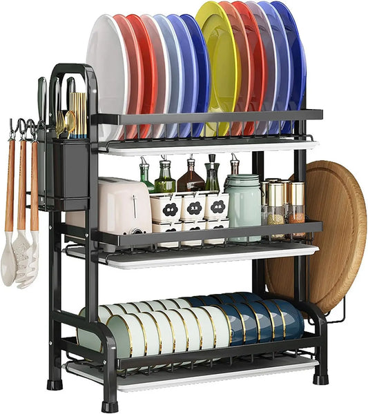 Three-Tier Space-Saving Kitchen Countertop Dish Rack