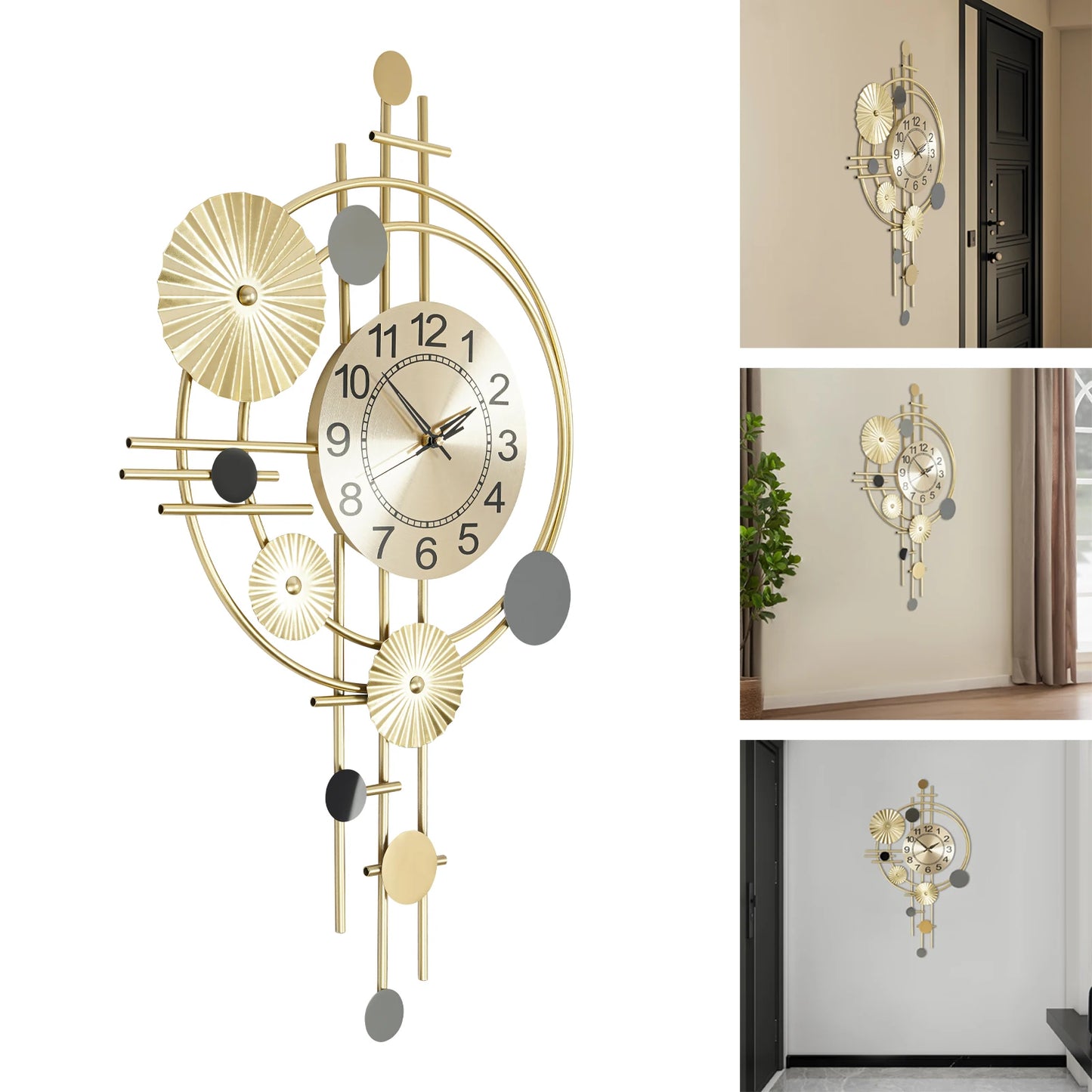 Decorative Art Wall Clock Silent Non-Ticking For Indoor Use