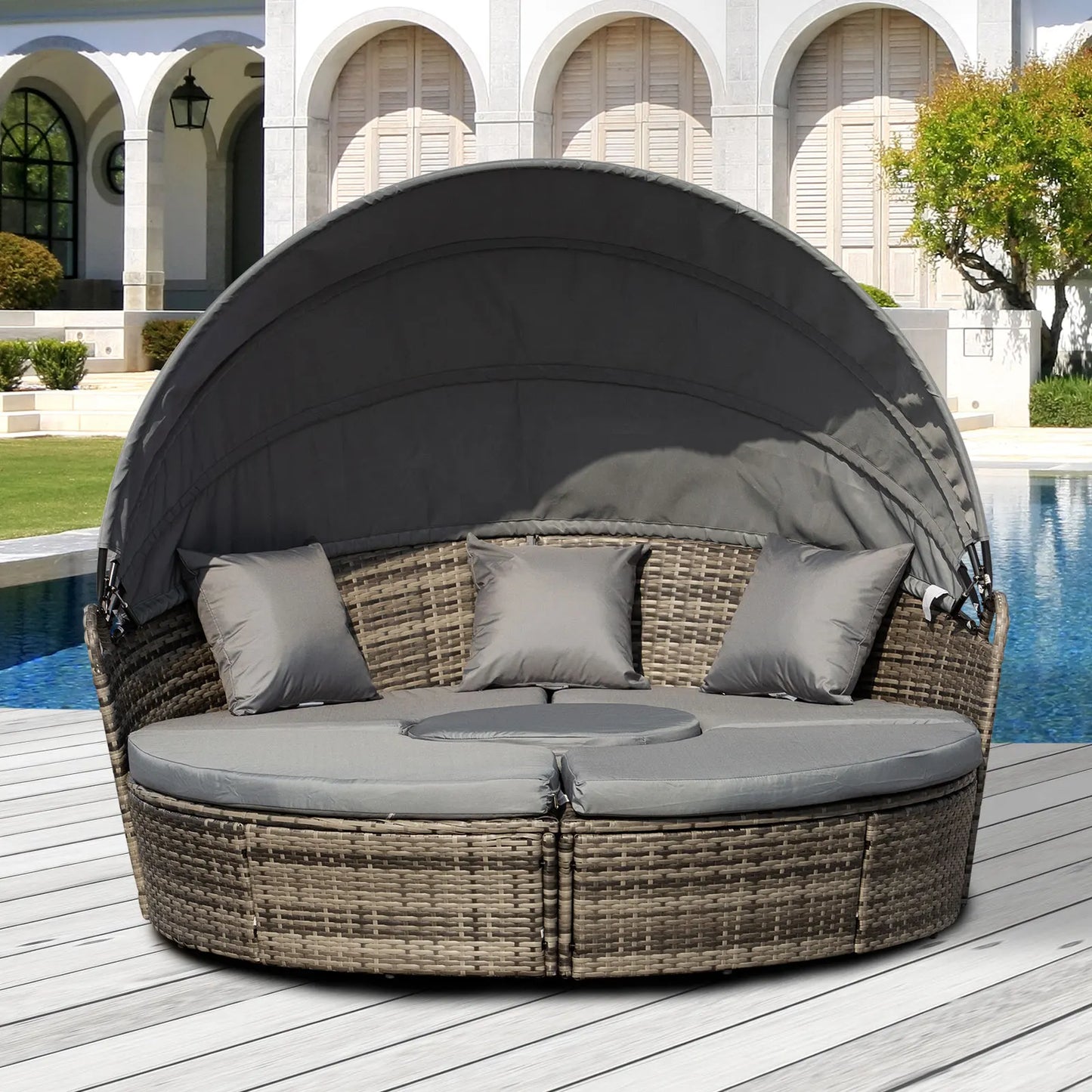 Outsunny Outdoor Convertible Daybed 4-Piece Furniture Set