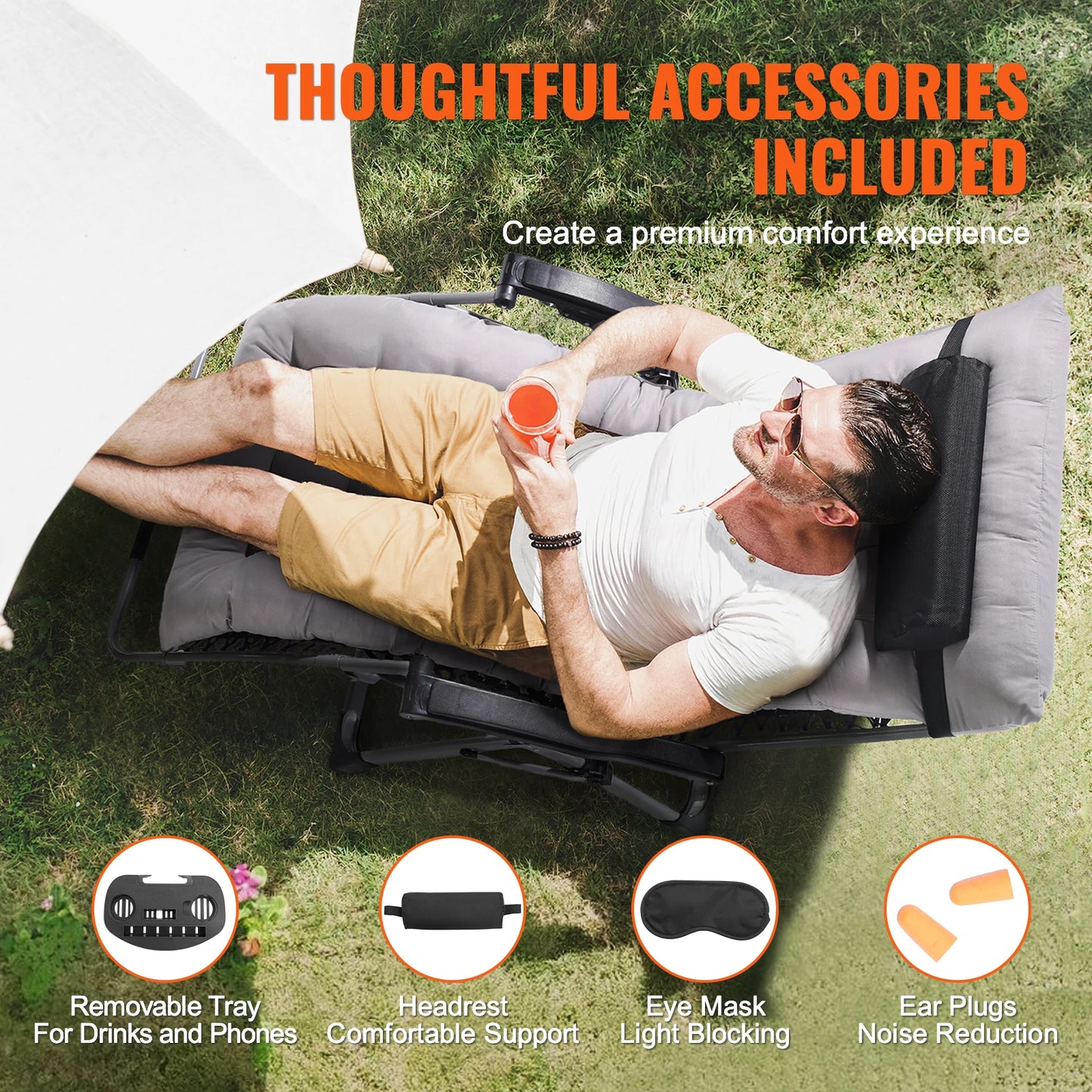SucceBuy Zero Gravity Chair Lounge Recliner With Cup Holder Footrest