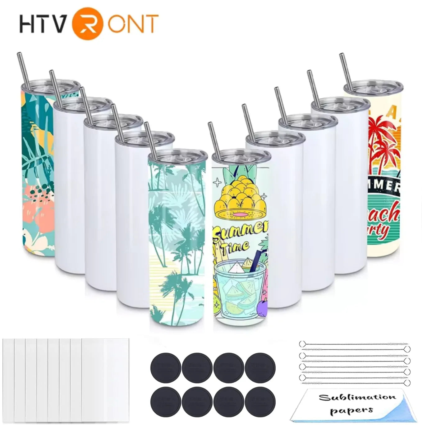 HTVRONT 8 Pack Sublimation Tumbler Blanks Skinny Straight
